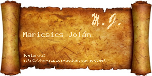 Maricsics Jolán névjegykártya