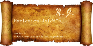 Maricsics Jolán névjegykártya